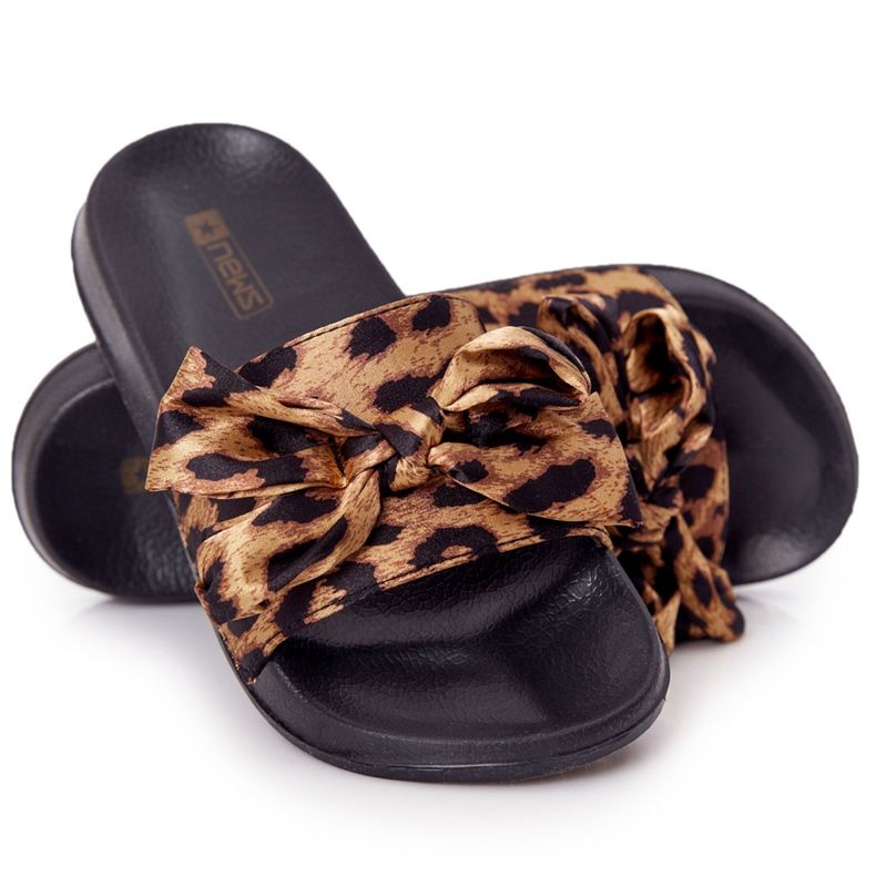 EVE Damenhausschuhe mit Schleife Leopard Beat It braun schwarz