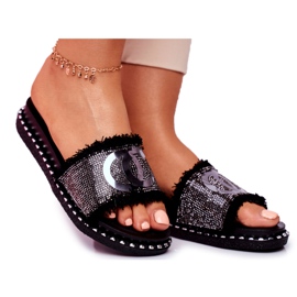 PS1 Flip-Flops mit Kristallen auf der Black Candy Man-Plattform schwarz