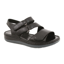 Caprice Bequeme Ledersandalen mit Klettverschluss 28152-26 schwarz
