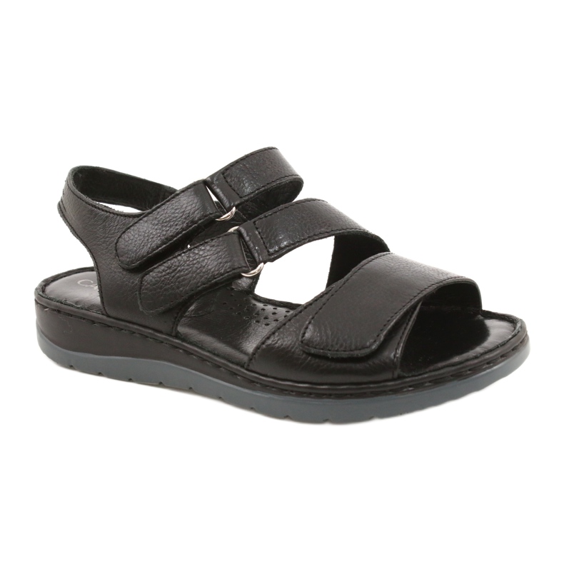 Caprice Bequeme Ledersandalen mit Klettverschluss 28152-26 schwarz