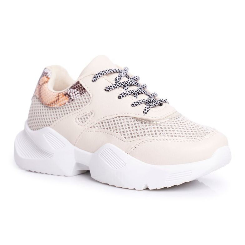 PS1 Damen Sportschuhe Schlangenleder Beige Giselle braun golden