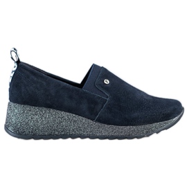 Filippo Brokatschuhe aus Leder navy blau