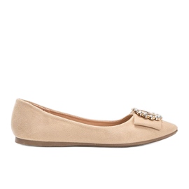 Rote Ballerinas mit Ciara-Schnalle beige