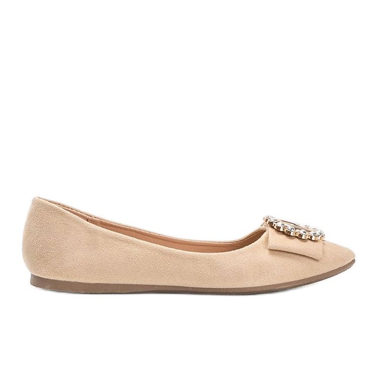 Rote Ballerinas mit Ciara-Schnalle beige