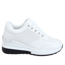 Weiß MY-2717 Weiße Sportschuhe auf einem versteckten Keilabsatz