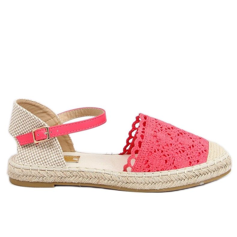 Espadrilles aus Spitze Himbeere LX201 Rot rosa