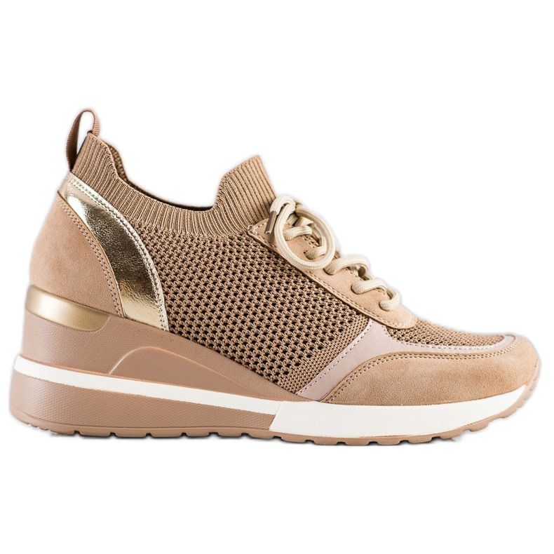 VINCEZA Sneakers mit Lochmuster beige