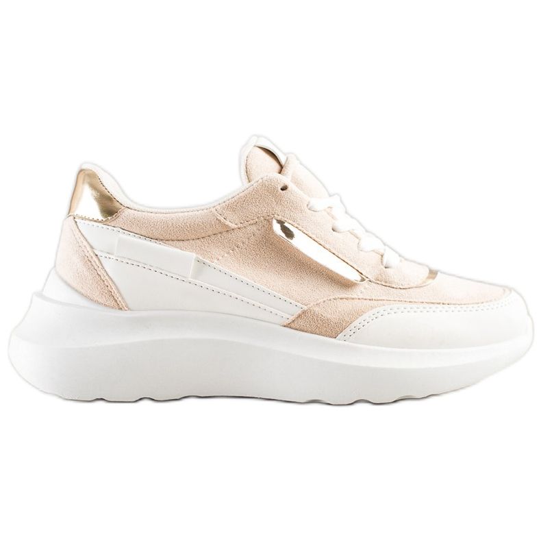 SHELOVET Stylische Wildleder-Sneakers beige weiß