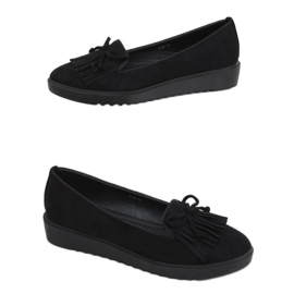 Schwarze Loafer mit Fransen 6429 Schwarz
