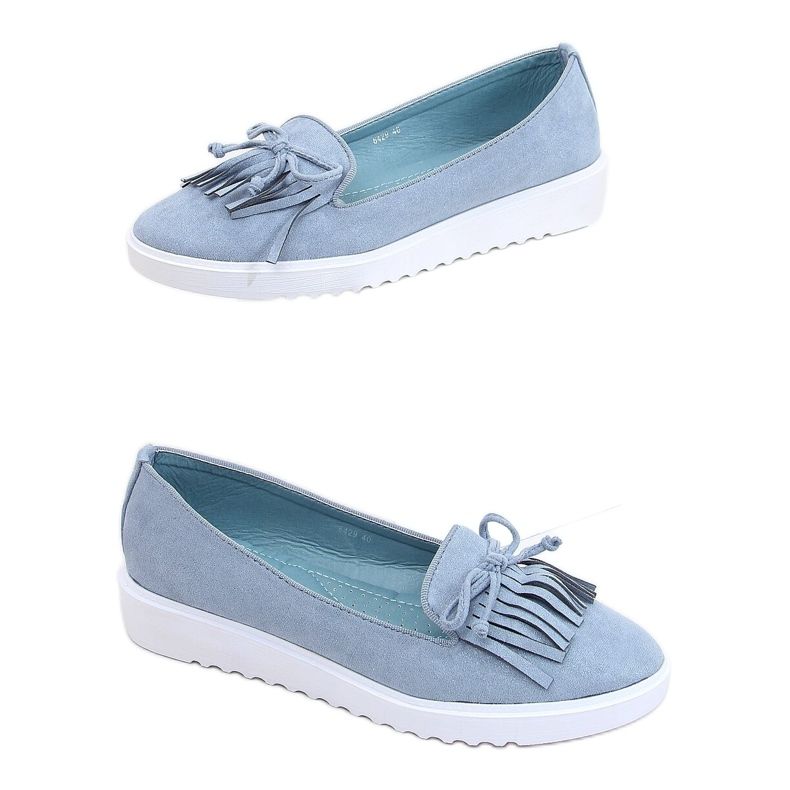 Blaue Loafer mit Fransen 6429 Blau