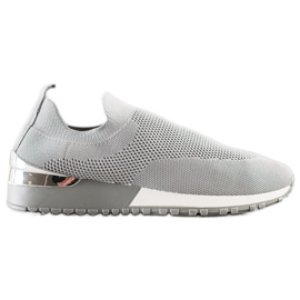 SHELOVET Durchbrochene Turnschuhe aus Textil grau