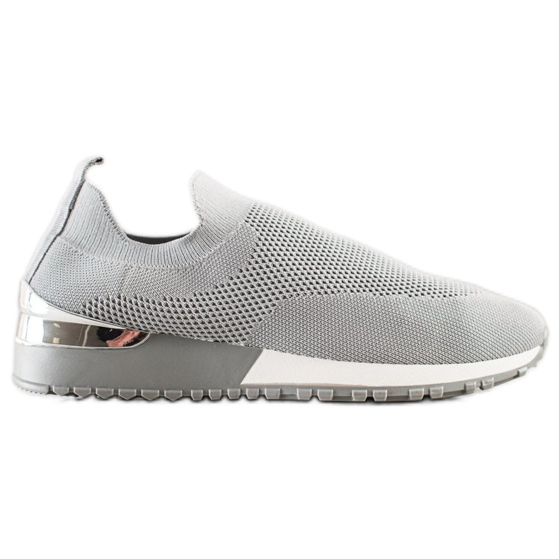 SHELOVET Durchbrochene Turnschuhe aus Textil grau