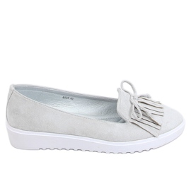 Graue Loafer mit Fransen 6429 Grau