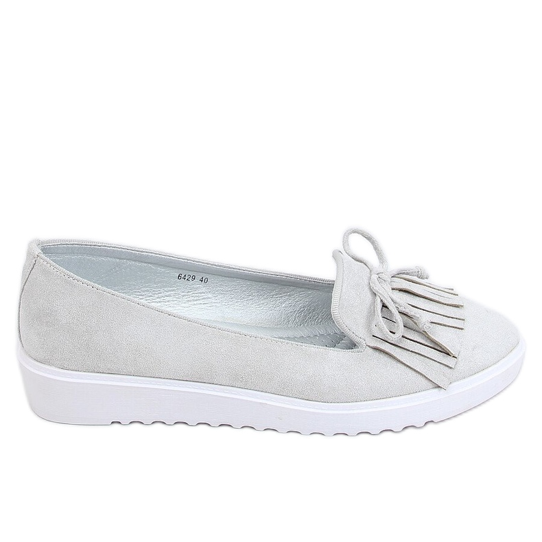 Graue Loafer mit Fransen 6429 Grau