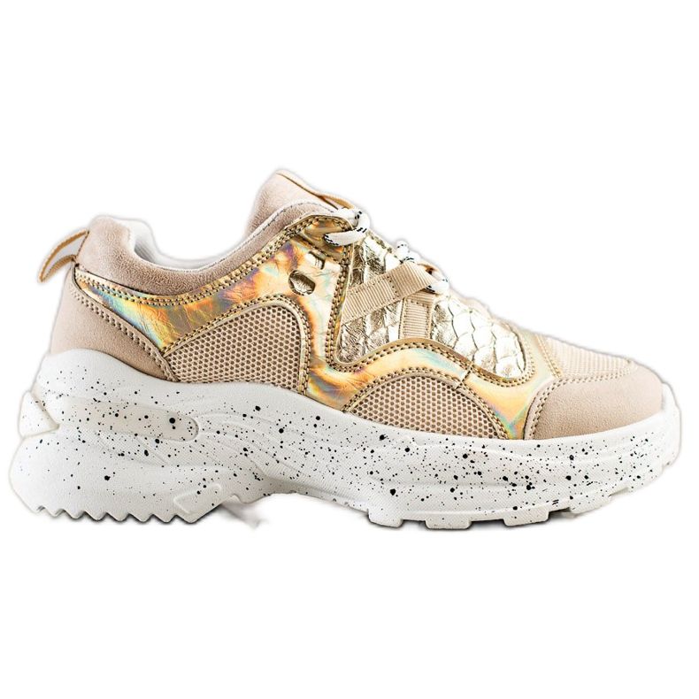 SHELOVET Sneakers mit dekorativer Plattform beige golden