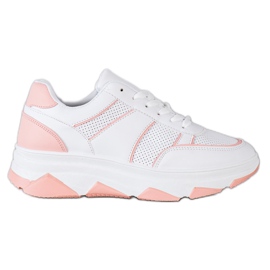 SHELOVET Lässige Sportschuhe weiß rosa
