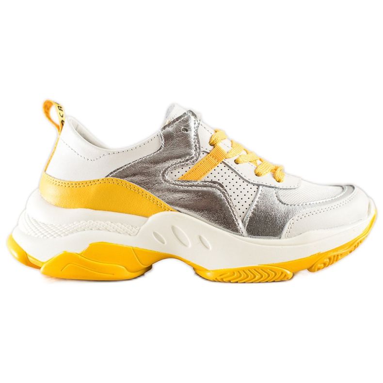 Goodin Sneakers aus Leder mit silbernen Einsätzen weiß mehrfarbig