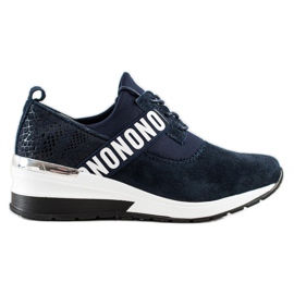 Filippo Sneakers aus Leder mit Keilabsatz marineblau