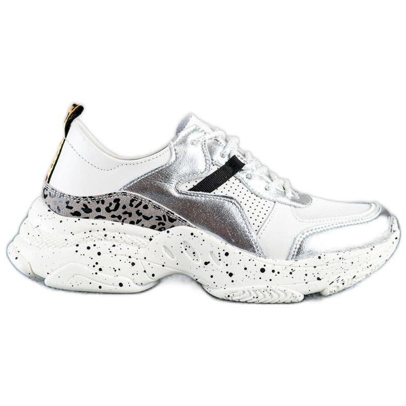 Goodin Sneakers aus Leder mit silbernen Einsätzen weiß grau mehrfarbig