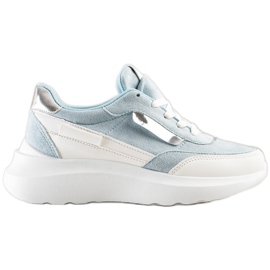 SHELOVET Stylische Wildleder-Sneakers weiß blau