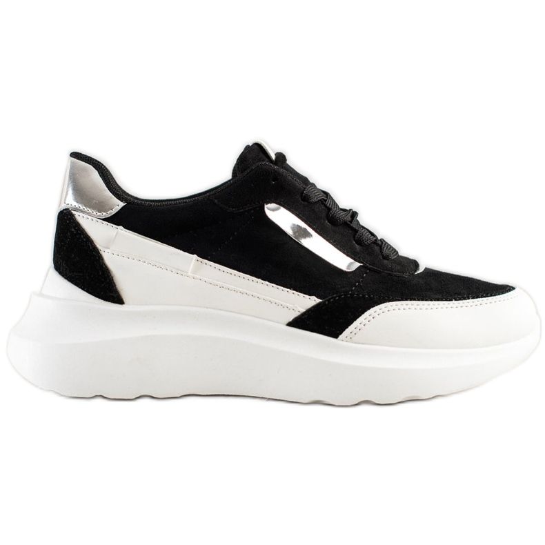 SHELOVET Stylische Wildleder-Sneakers weiß schwarz