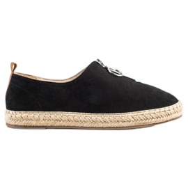 Cm Paris Schwarze Espadrilles mit Reißverschluss beige