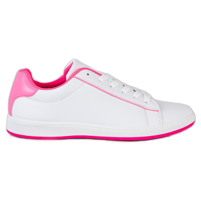 SHELOVET Niedrige Sneakers mit Öko-Leder weiß rosa