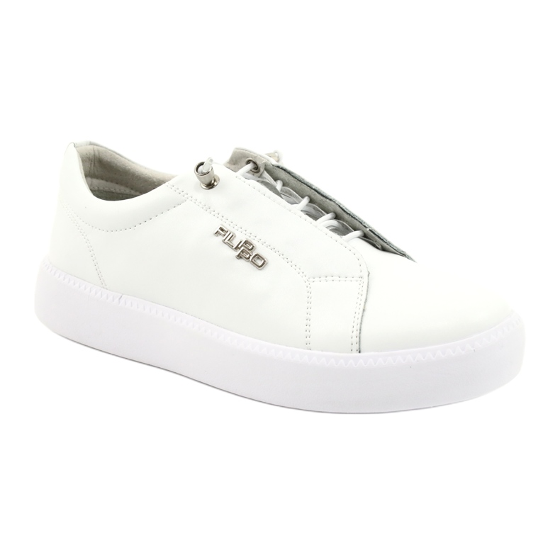 Filippo Stilvolle Ledersneaker DP2041 / 21 WH weiß silber-