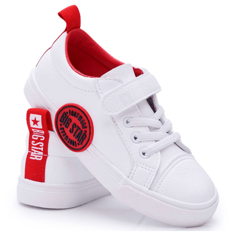 Kinder Sneakers Kinder Big Star mit Klettverschluss Weiß FF374088 rot