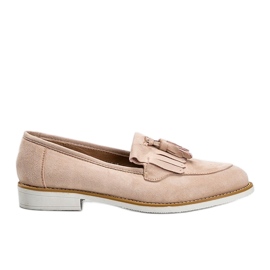 Beige Wildlederschuhe mit Lorena-Fransen