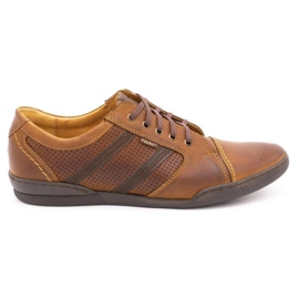 Polbut Lässige Herrenschuhe R3 Perforation Camel braun