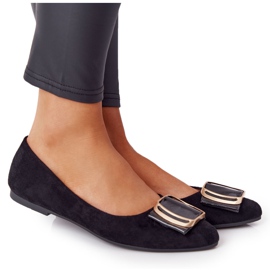 Wildleder Ballerinas mit Schnalle Sergio Leone BL623 ​​​​Schwarz