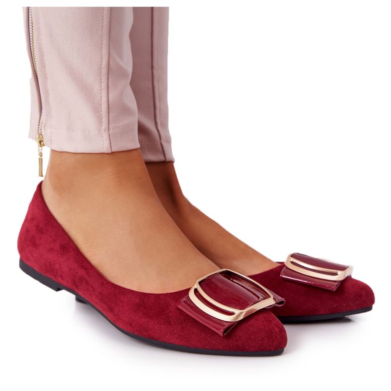 Wildleder Ballerinas mit Schnalle Sergio Leone BL623 ​​​​Burgund rot mehrfarbig