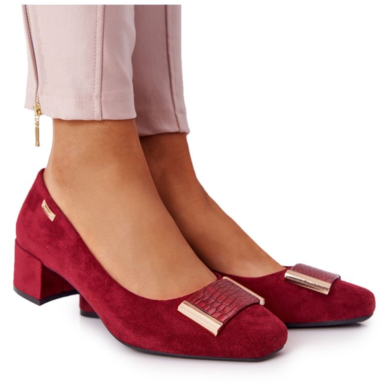 Wildleder Pumps mit Absatz Sergio Leone PB142 Burgund rot mehrfarbig