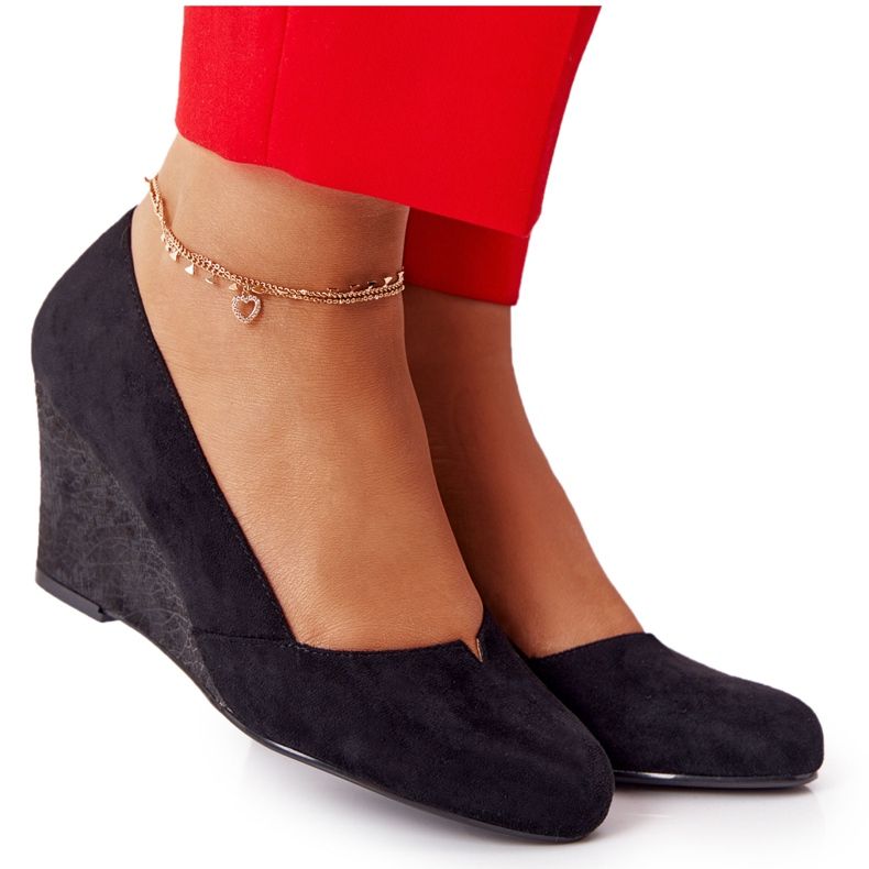 Wildleder Pumps On Wedge Sergio Leone PB767 Schwarz