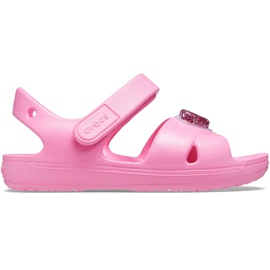 Crocs Kindersandale Classic Cross Strap Charm pink 206947 669 rosa