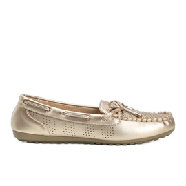 Goldene Esther Loafer aus Ökoleder mit Lochmuster