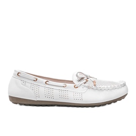 Weiße Loafer aus Öko-Leder, durchbrochene Esther