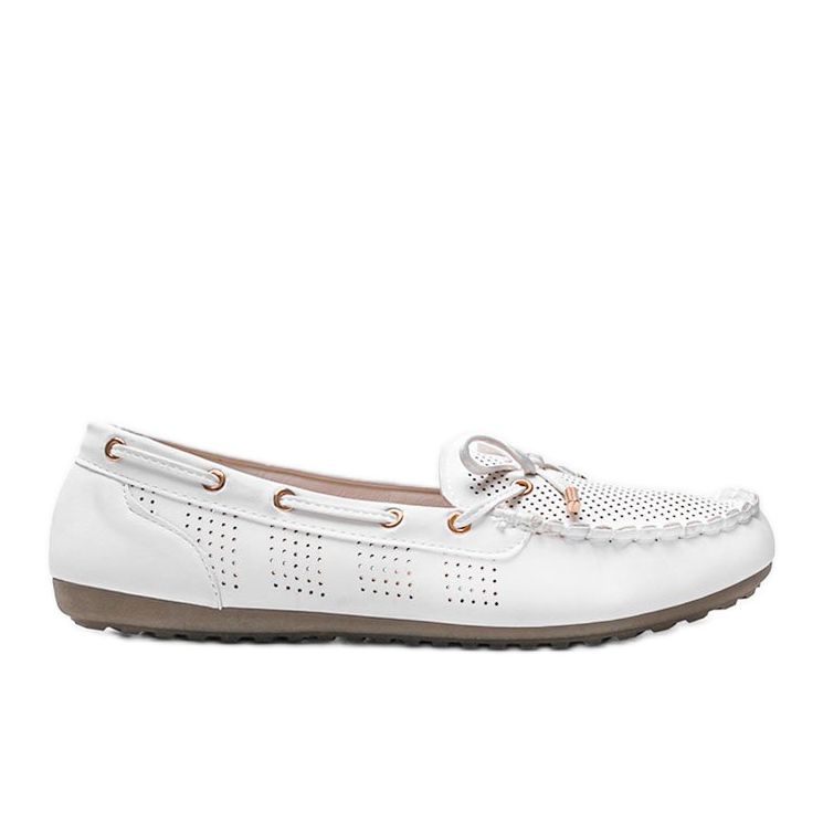 Weiße Loafer aus Öko-Leder, durchbrochene Esther