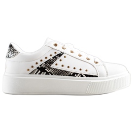 SHELOVET Weiße Turnschuhe auf der Plattform schwarz