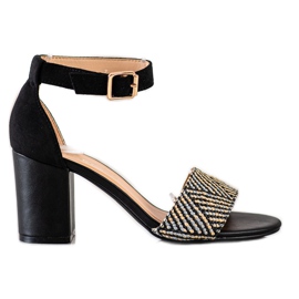 Evento Geflochtene Sandalen mit hohem Absatz beige schwarz