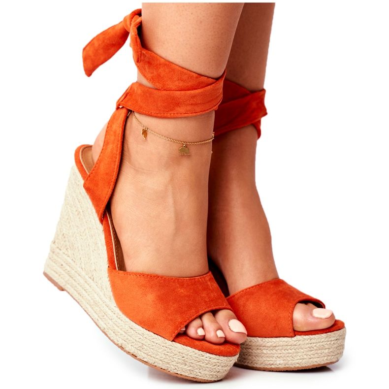 PS1 Damen Sandalen mit Keilabsatz Orange Belleza