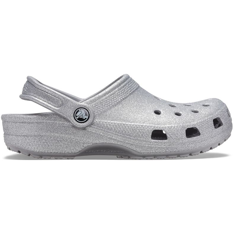 Silver Crocs Damen Classic Glitzer Clog 205942 040 silber-