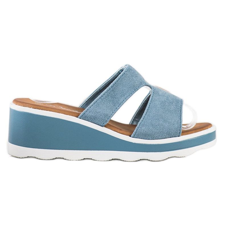 Weide Keilsandalen blau