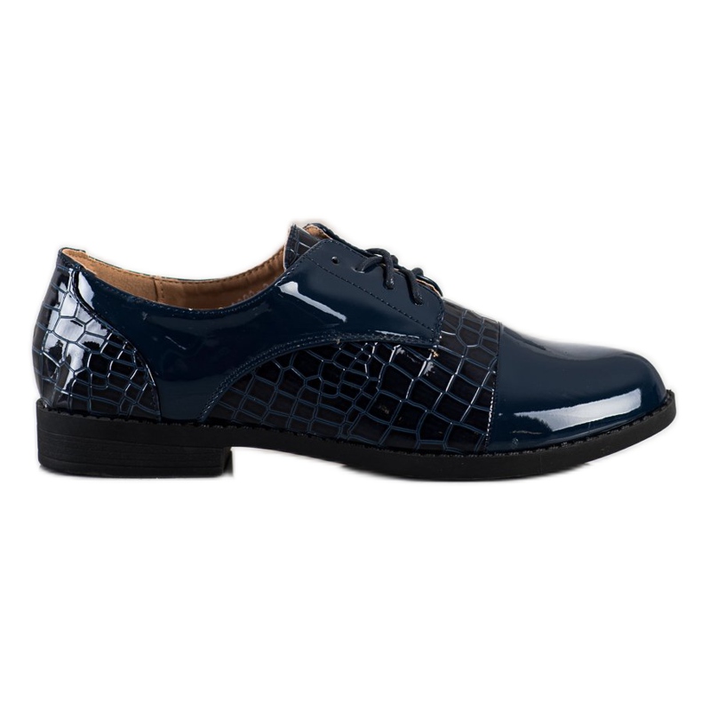 SHELOVET Glänzende Schuhe mit Schlangenprint navy blau blau