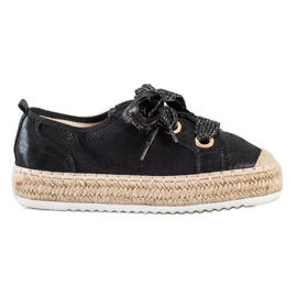 Mannika Espadrilles mit Zierbindung schwarz