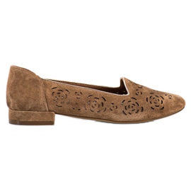 Lederpumps mit Rosen Sergio Leone braun