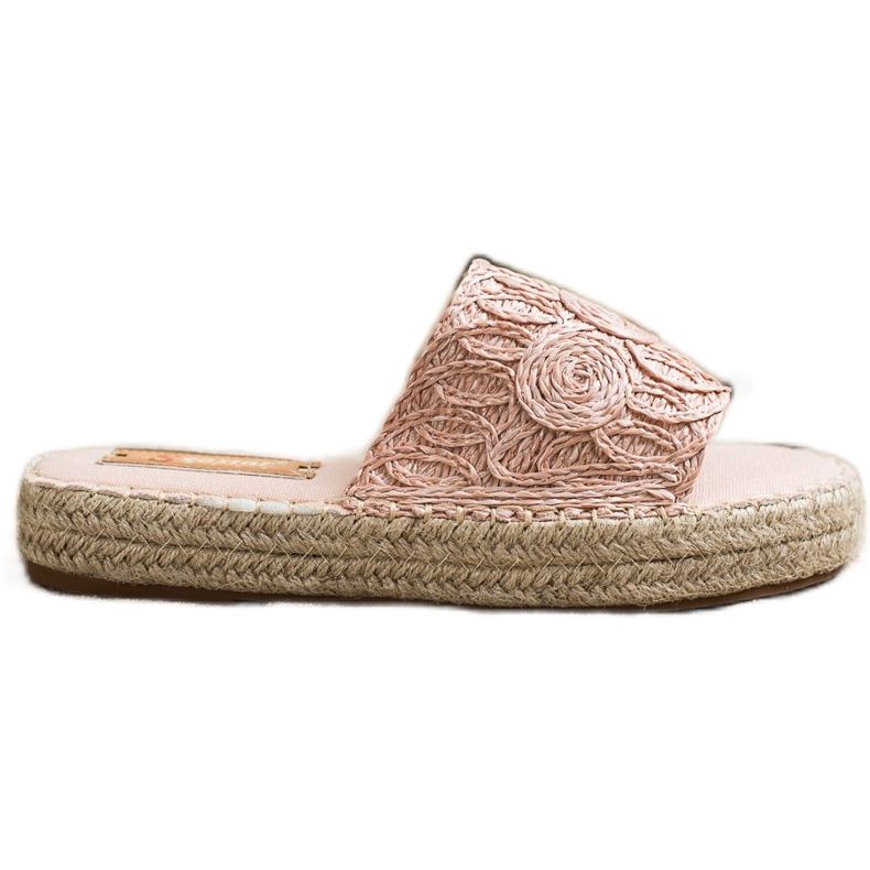 Seastar Hausschuhe auf einer Strohplattform beige rosa