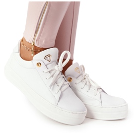 Damen Leder Sneakers On The Platform Weiß Nicole 2645 golden