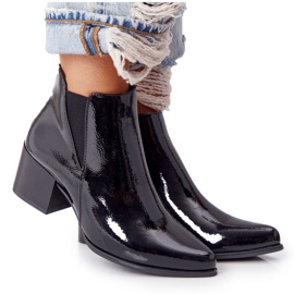 Lackierte Stiefel auf High Heel Sergio Leone BT153 Schwarz